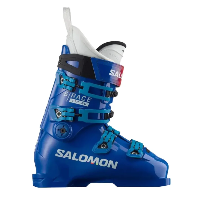 SALOMON S Race2 110 Wc race bleu blanc BOOSTER Ski Strap Medium noir