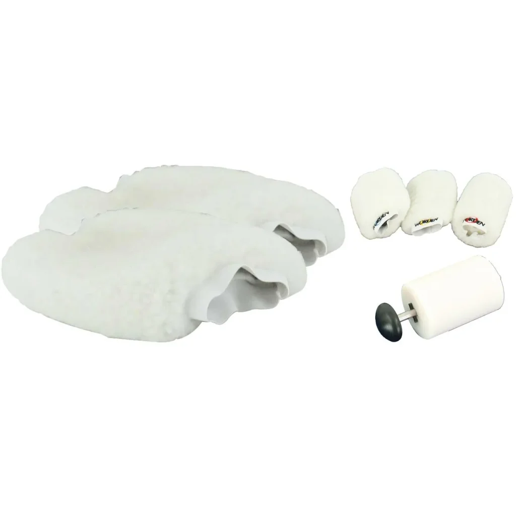 WORDEN IronWool 2x Applicateurs Peaux de mouton + WORDEN IronWool Pack Fartage Peau de Mouton kit Axe + 3 peaux