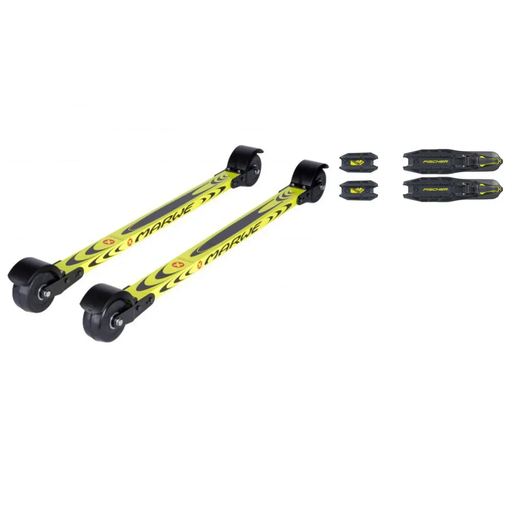 MARWE Classic 700A Robust /6C6 Roues Standard + Fix FISCHER Rollerski Classic /Black Yellow